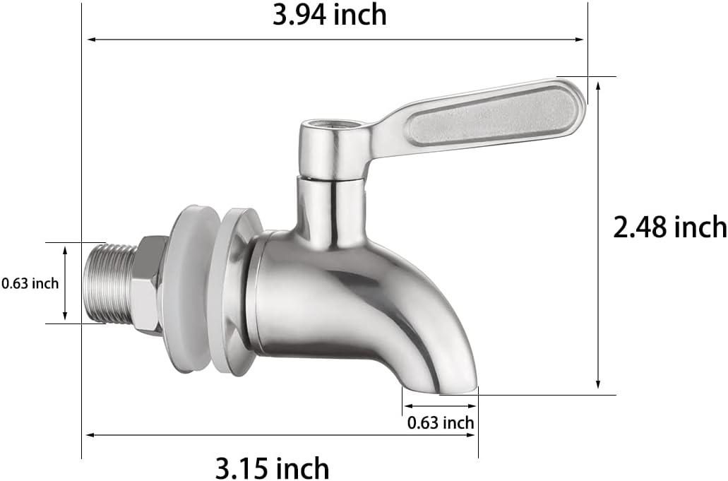 Polished Stainless Steel Beverage Dispenser Replacement Spigot Set
