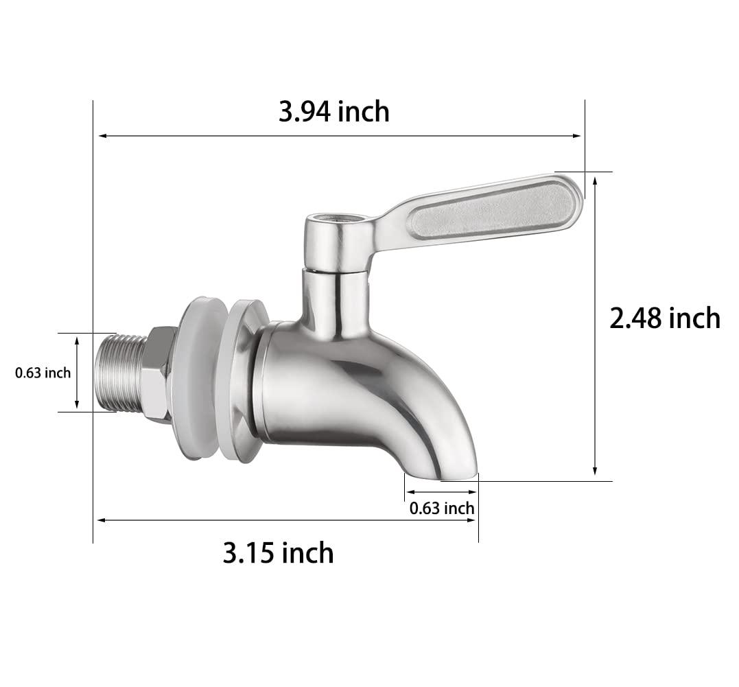 Polished Stainless Steel Beverage Dispenser Replacement Spigot Set