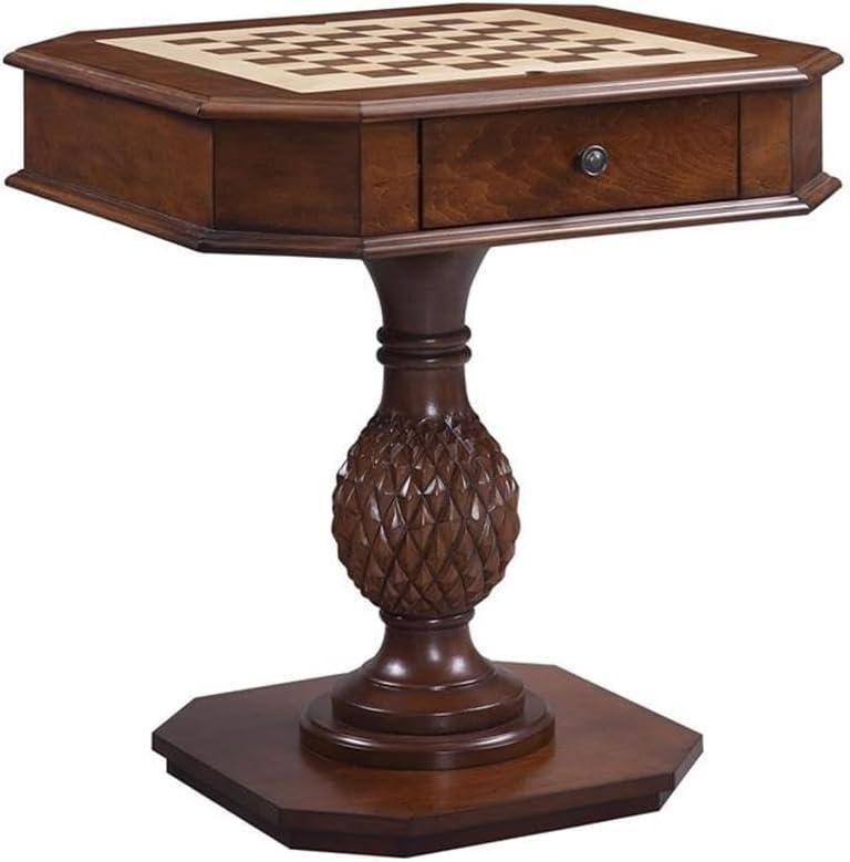 Wooden Game Table with Drawer and Reversible Game Tray Brown - Saltoro Sherpi