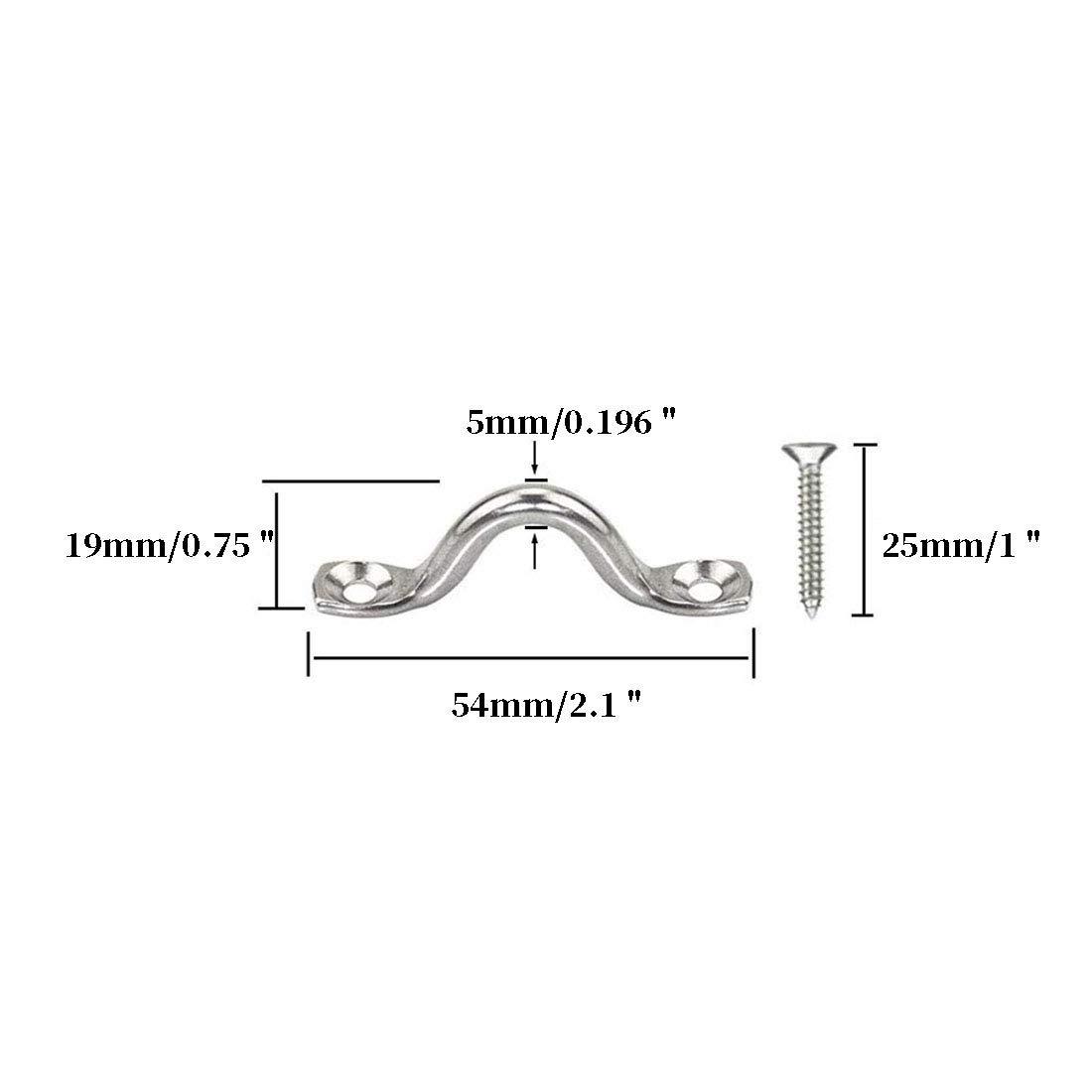 BRT Bearingshui 22Pcs M5 316 Stainless Steel Eye Straps Ceiling Wall Mount U Hook with Screws, Heavy Duty Metal Pad Eyes Plate Snap Eye Strap Drop Ceiling Anchor Hooks Hardware