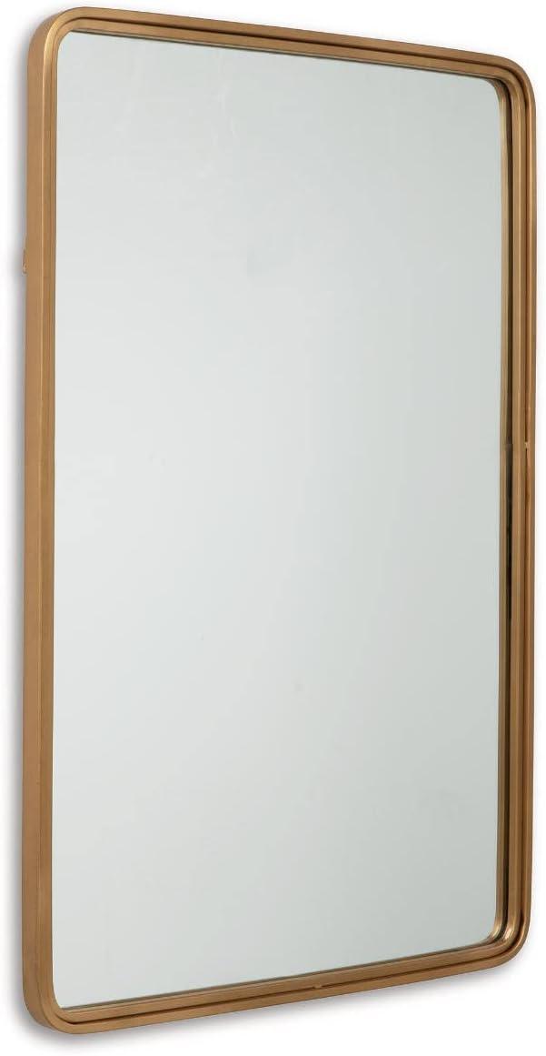 Contemporary Gold Rectangular Bathroom Wall Mirror