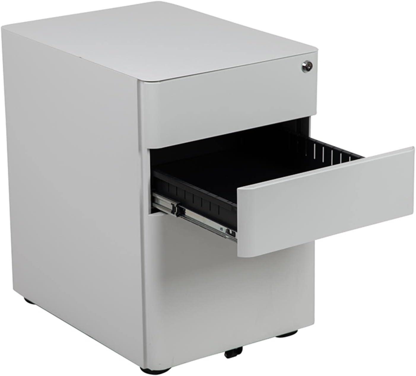 Flash Furniture Modern 3-Drawer Mobile Locking Filing Cabinet with Anti-Tilt Mechanism and Hanging Drawer for Legal & Letter Files