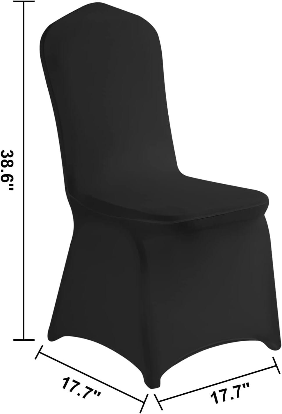 VEVOR Black Stretch Spandex Chair Covers, Set of 50 - Universal Fitted Slipcovers for Folding Chairs - Removable and Washable - Ideal for Weddings, Banquets, Parties, and Celebrations