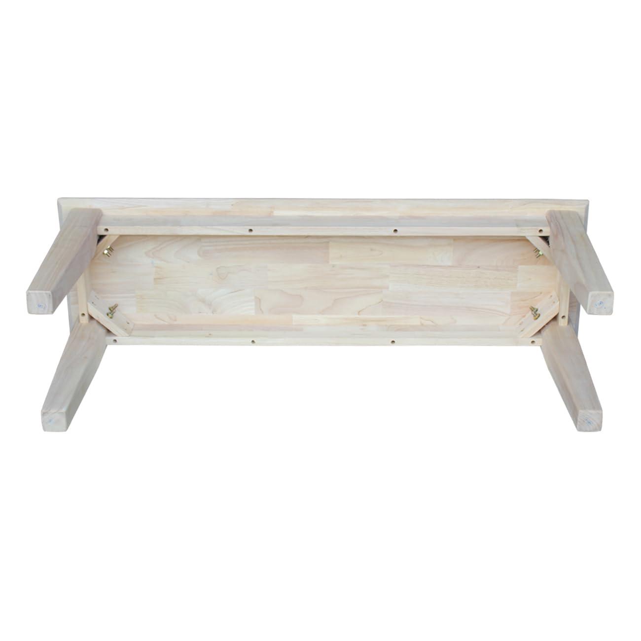 Farmhouse Bench - Unfinished - International Concepts: Hardwood Rectangular Seat for Dining & Bedroom, Seats 2