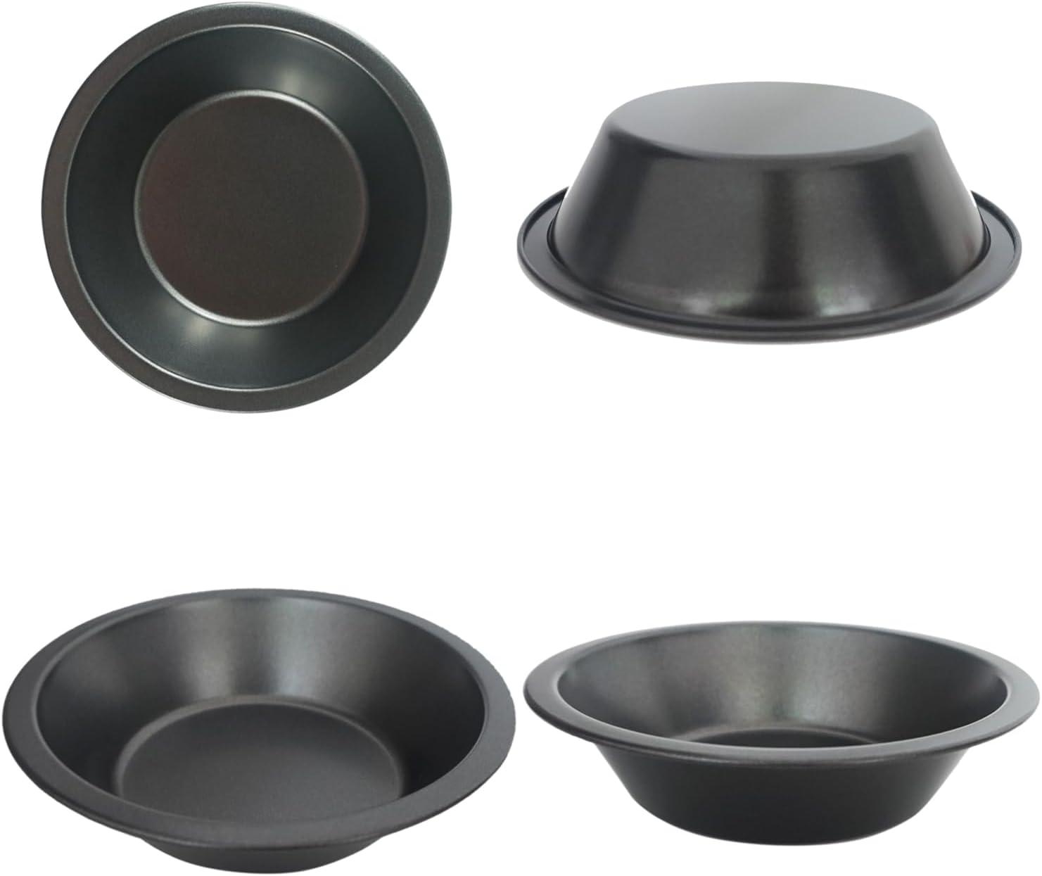 8 PACK Mini Pie Pans 5 Inch, Small Round Metal Pie Tins, Nonstick Carbon Steel Individual Pie Plate Baking Dish, Pot Pie Tin - for Baking Pies, Crust, Tarts, Black