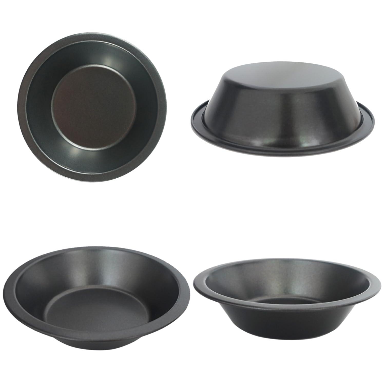 8 PACK Mini Pie Pans 5 Inch, Small Round Metal Pie Tins, Nonstick Carbon Steel Individual Pie Plate Baking Dish, Pot Pie Tin - for Baking Pies, Crust, Tarts, Black