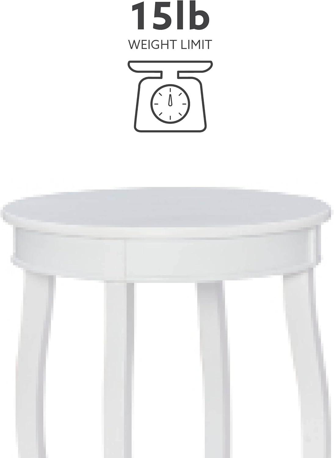 Linon Wren Round Wood End Table with Shelf in White