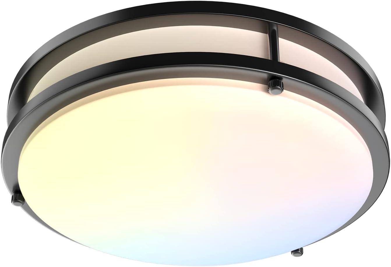 13-Inch Black Aluminum LED Flush Mount Ceiling Light