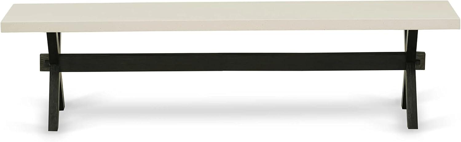 East West Furniture X-Style 15x72" Wood Dining Bench in Black/Linen White