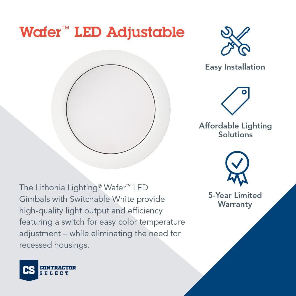 6-Inch Matte White Adjustable LED Gimbal Wafer Downlight