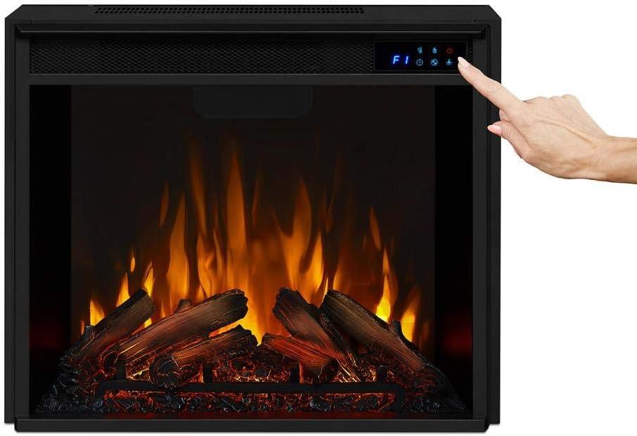 Compact Black Electric Fireplace Heater with Mantel