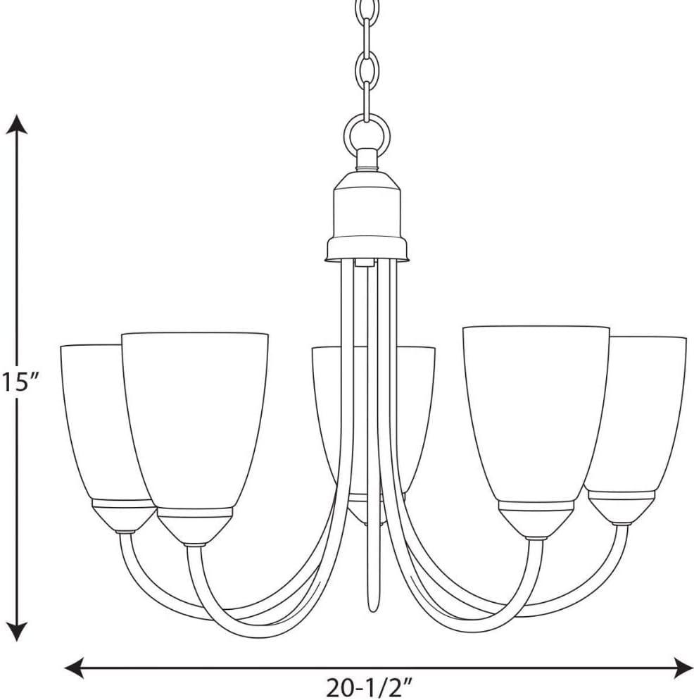 Progress Lighting Gather 5-Light Chandelier, Brushed Nickel, Etched Glass Shade