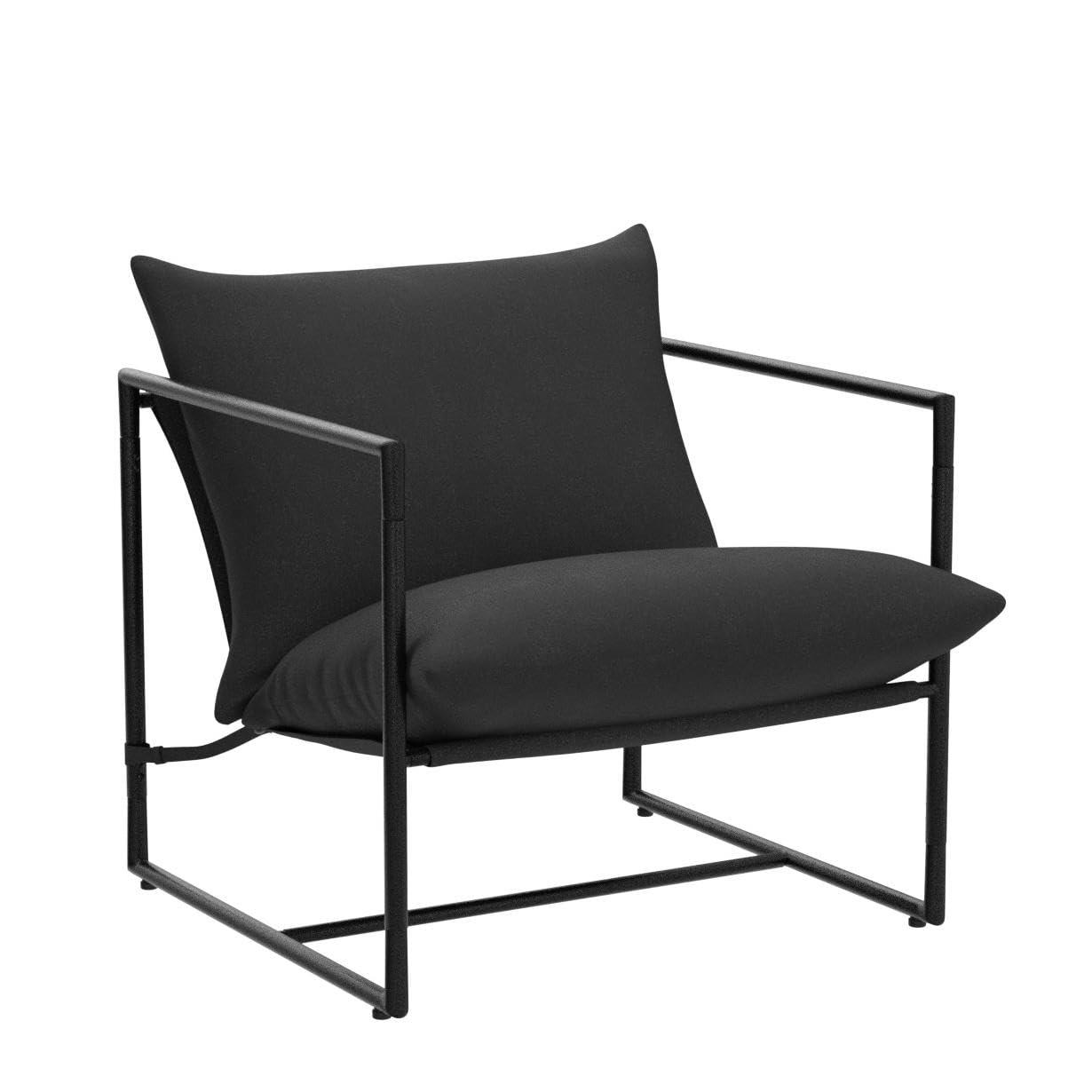 Zinus Aidan Metal Framed Sling Indoor Accent Chair, Black
