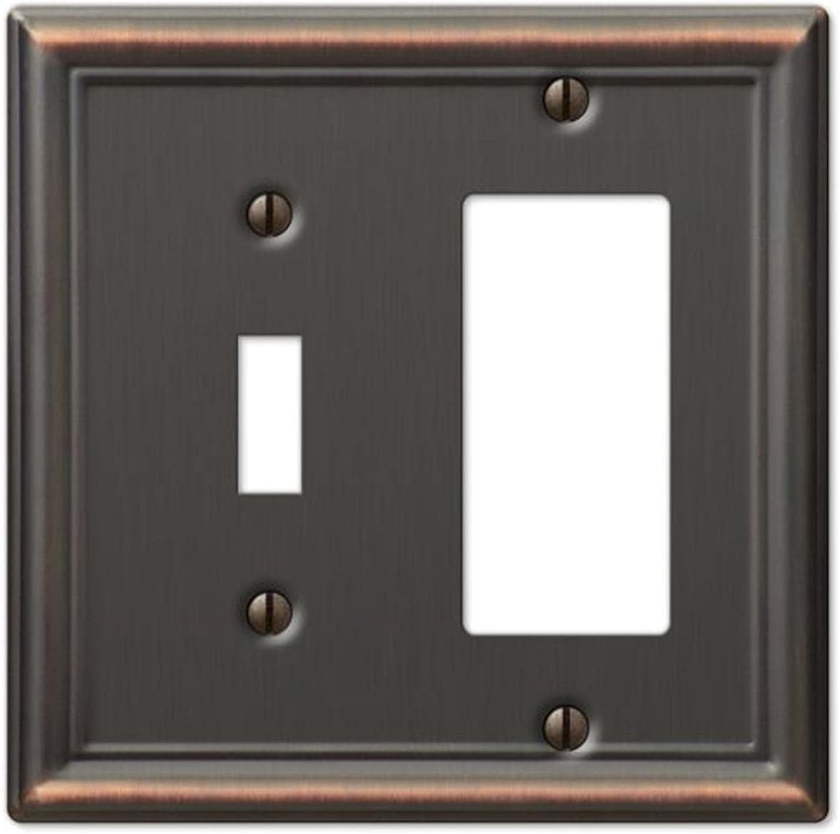 Amerelle Chelsea Aged Bronze Bronze 2 gang Stamped Steel Rocker/Toggle Wall Plate 1 pk