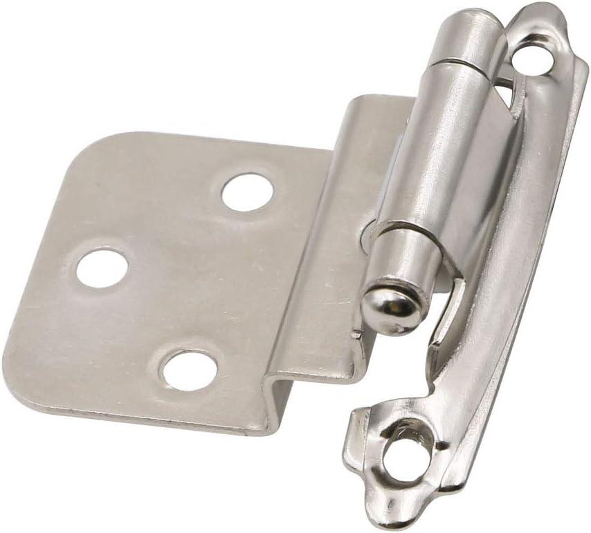 3/8 inch Offset Inset Cabinet Hinges, Self Closing Inset Satin Nickel Kitchen Door Cabinet Hinges, 8 Pack