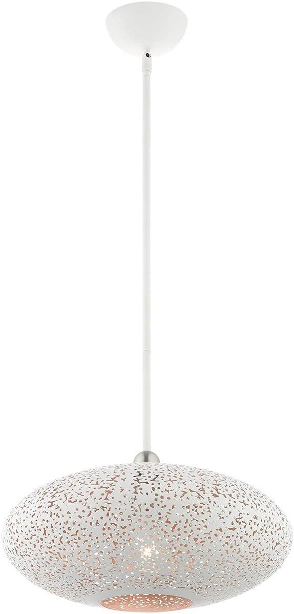 Livex Lighting Charlton 1 - Light Pendant in  White/Brushed Nickel