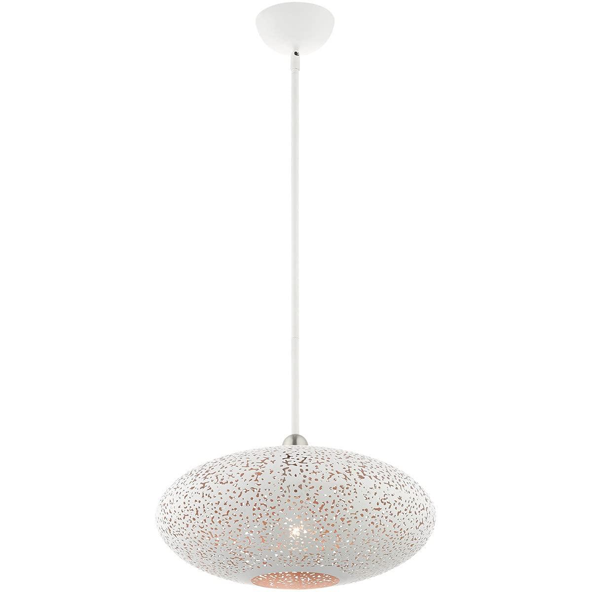 Livex Lighting Charlton 1 - Light Pendant in  White/Brushed Nickel