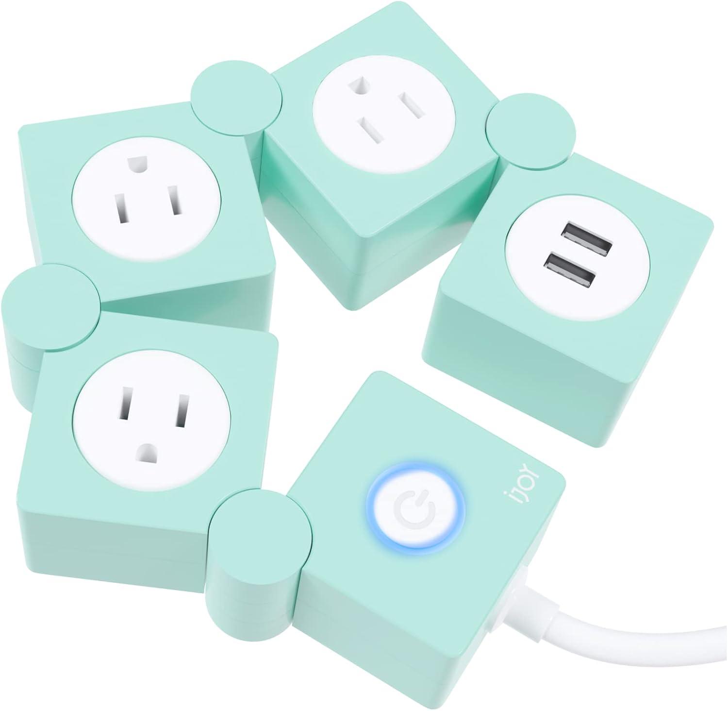 iJoy Flexible Power Strip- 3 AC Outlets and 2 USB Charging Ports with 5 Ft Extension Cord