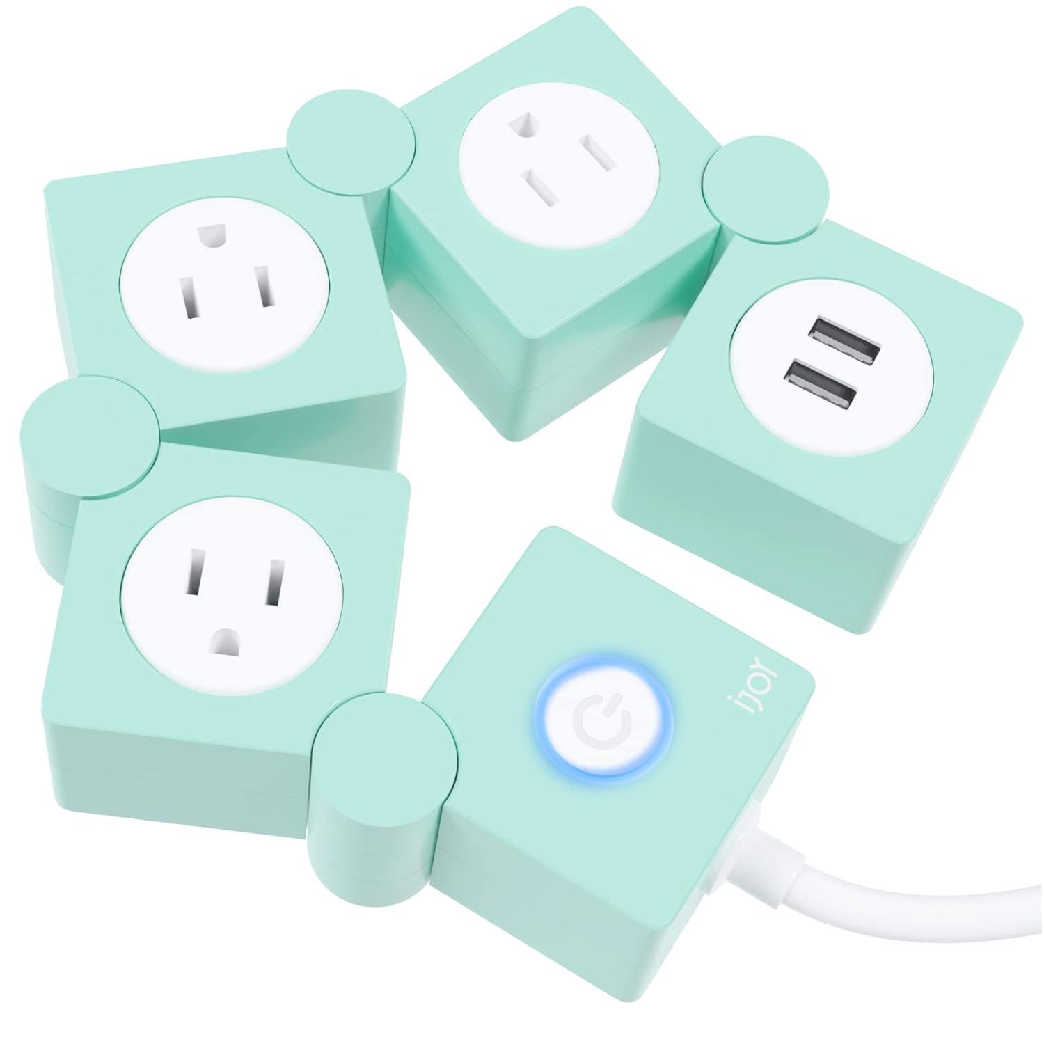 iJoy Flexible Power Strip- 3 AC Outlets and 2 USB Charging Ports with 5 Ft Extension Cord