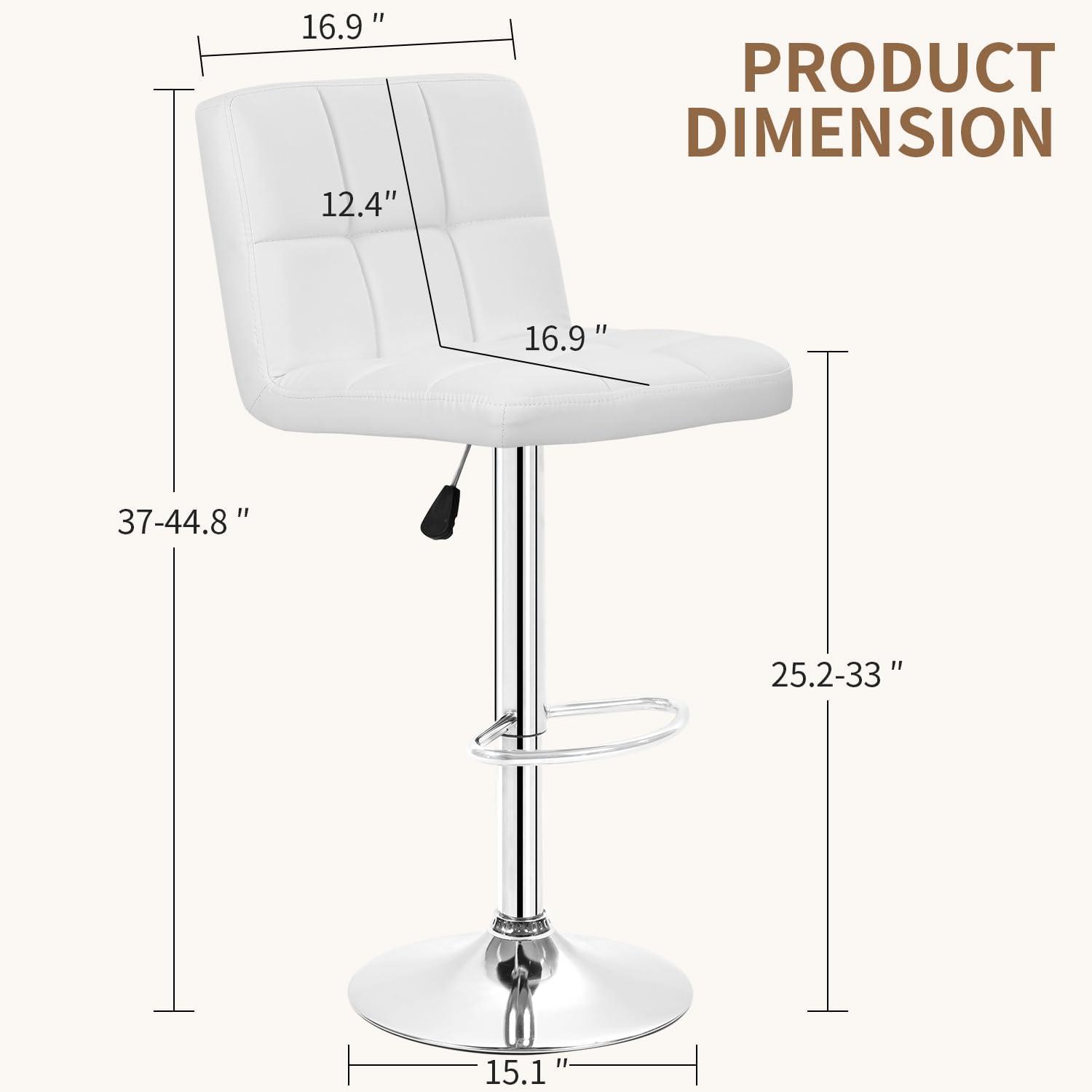 Bar Stools 1 Set Of 2, Counter Height Bar Stools, Square Cushion Bar Stools With Back, Footstool, Cafe, 2 Pieces