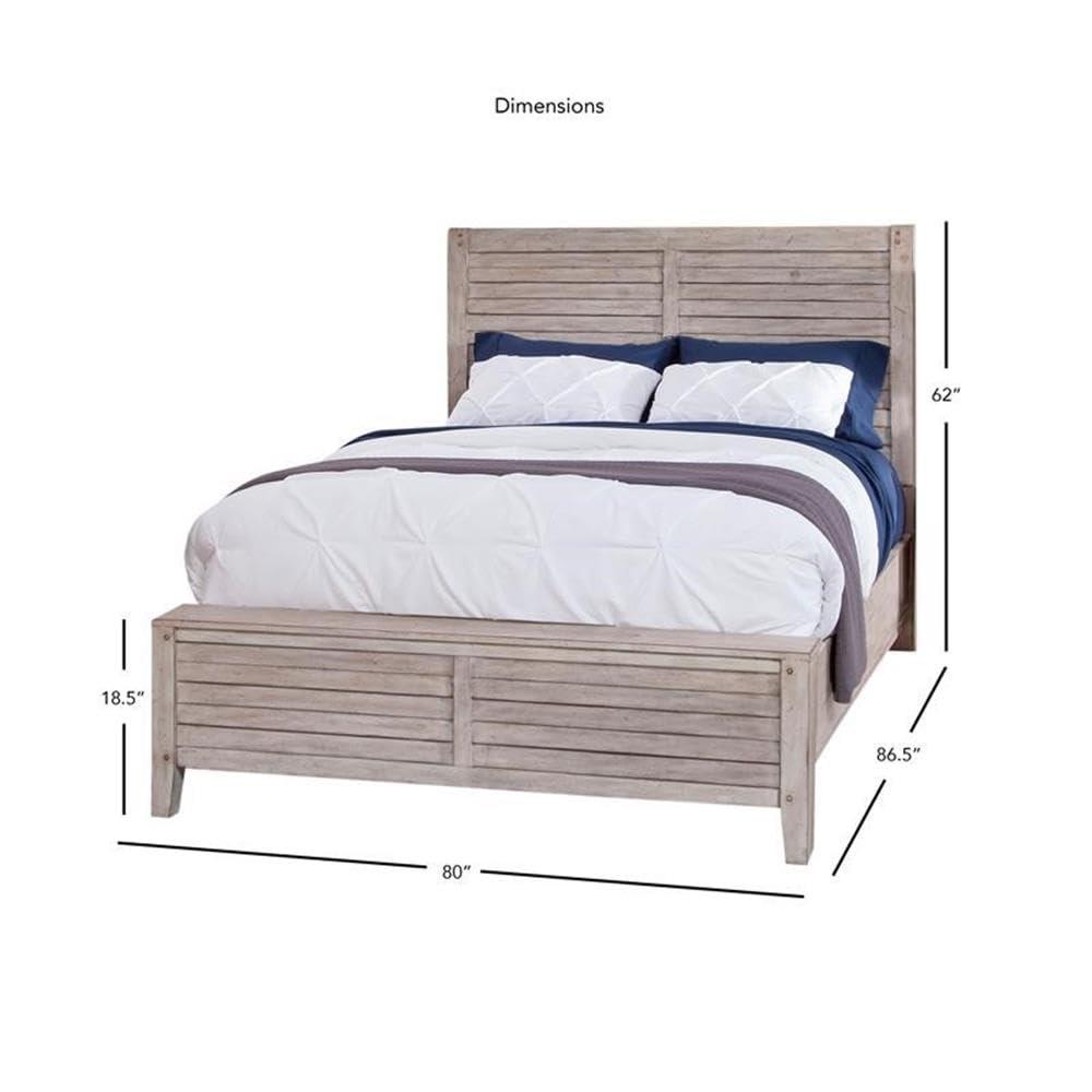 American Woodcrafters Aurora White-washed Wood King Double Panel Bed