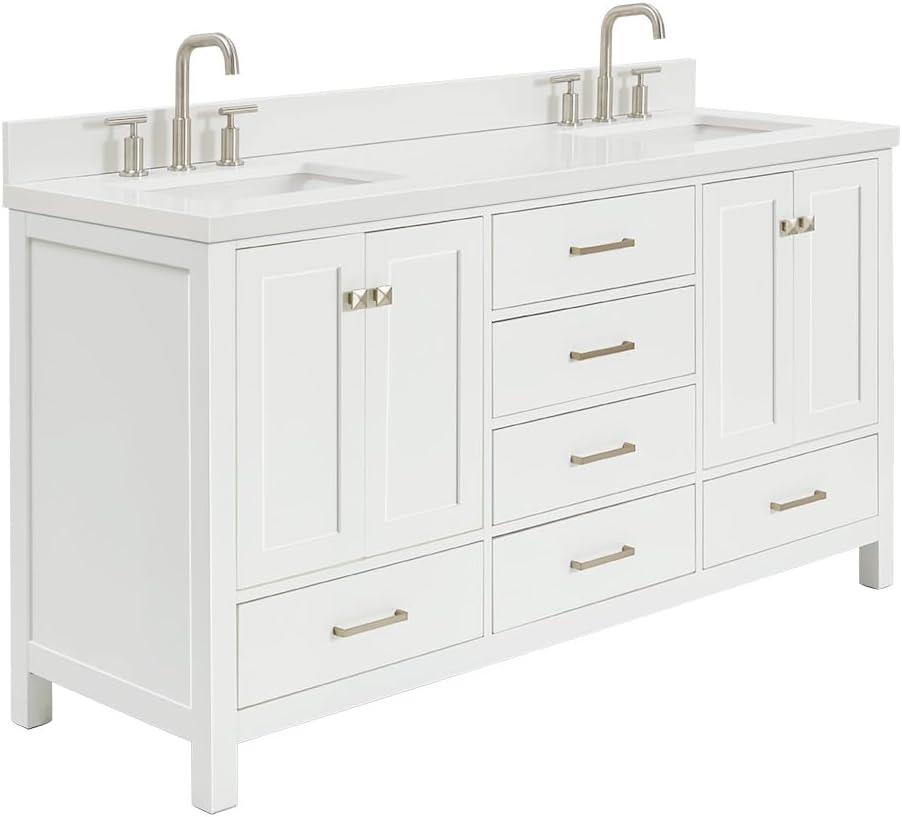 Ariel A067dwqrvo Cambridge 67" Free Standing Double Rectangular Basin Vanity Set - White