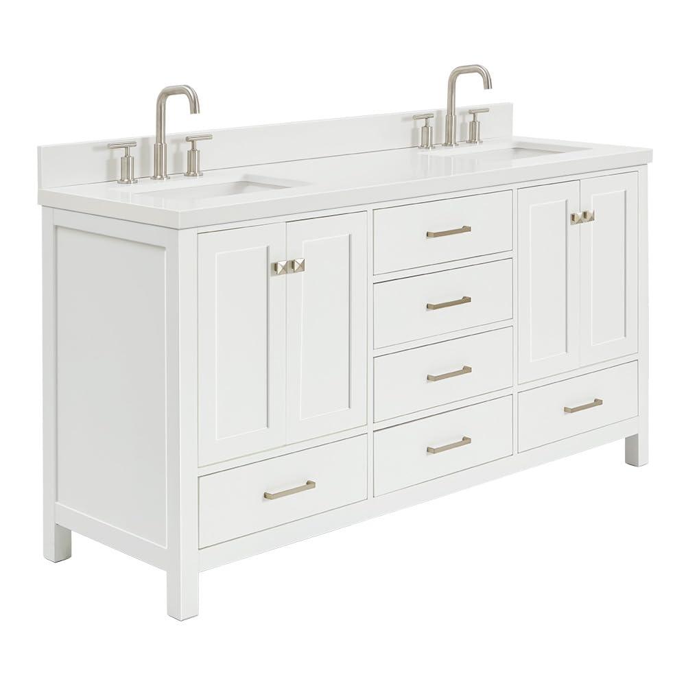 Ariel A067dwqrvo Cambridge 67" Free Standing Double Rectangular Basin Vanity Set - White
