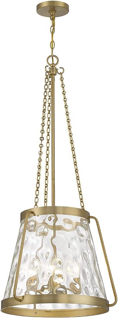 Crawford Warm Brass 4-Light Pendant with Clear Water Glass Shade