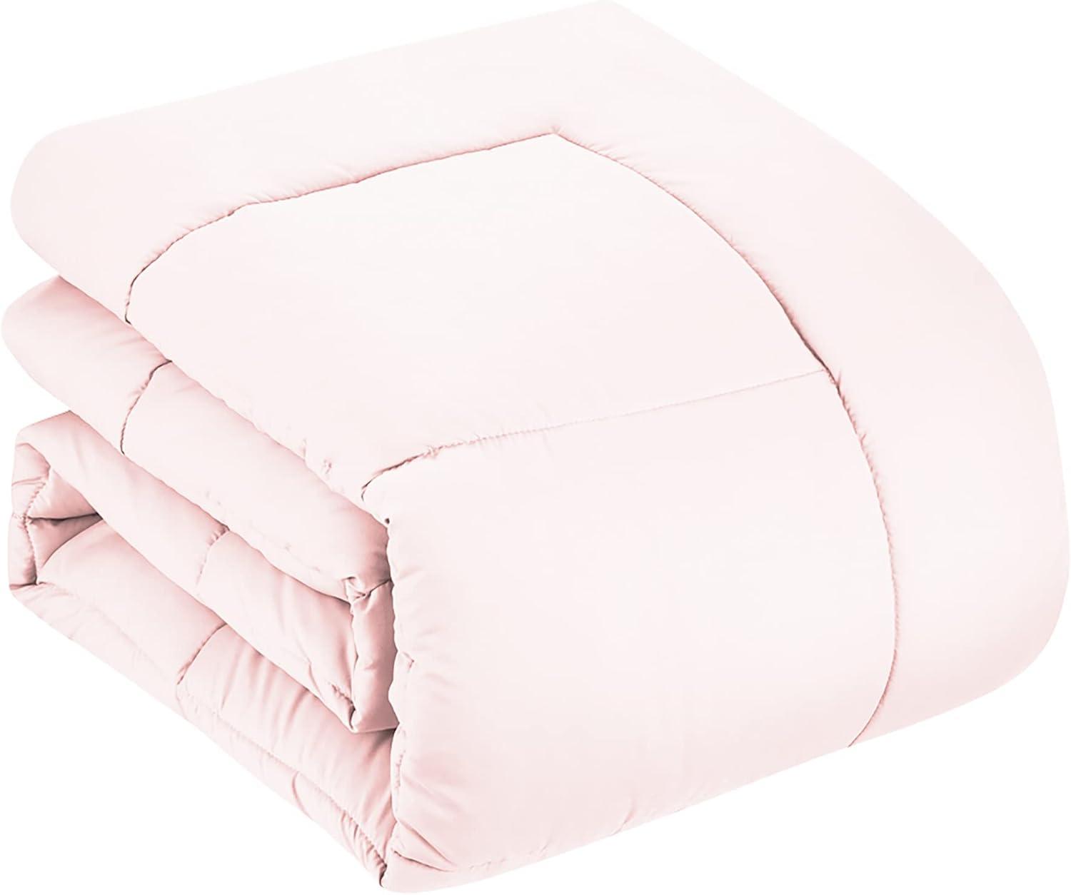 Pale Pink Full Down Alternative Microfiber 7-Piece Bed Set