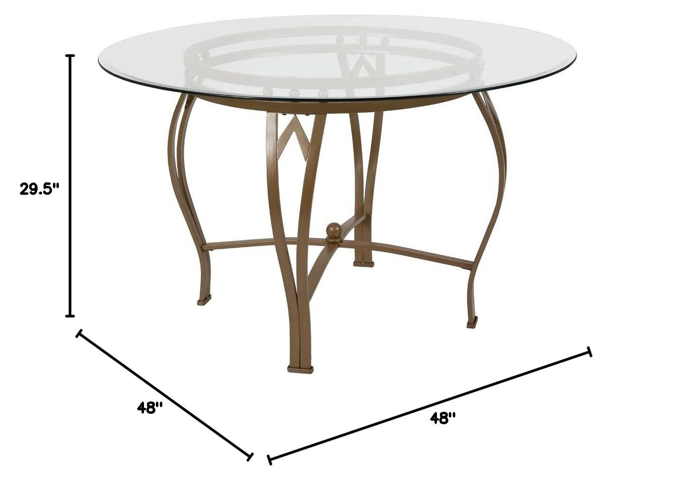 Flash Furniture Syracuse Round Glass Dining Table with Bowed Out Metal Frame