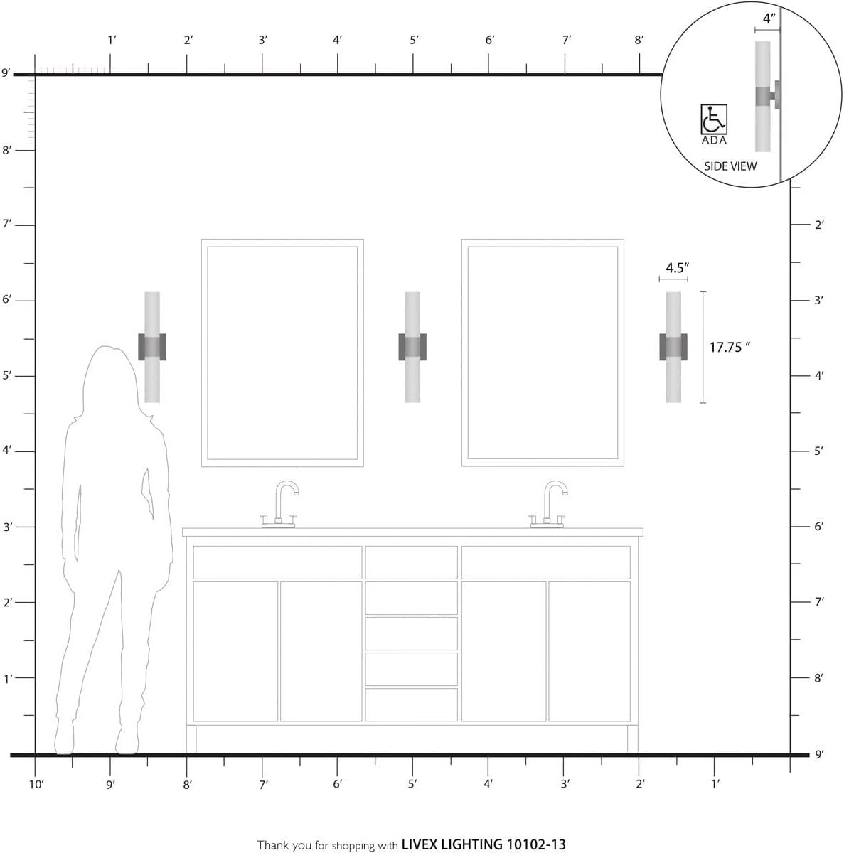 Livex Lighting Textured White ADA 2-Light Vanity Sconce