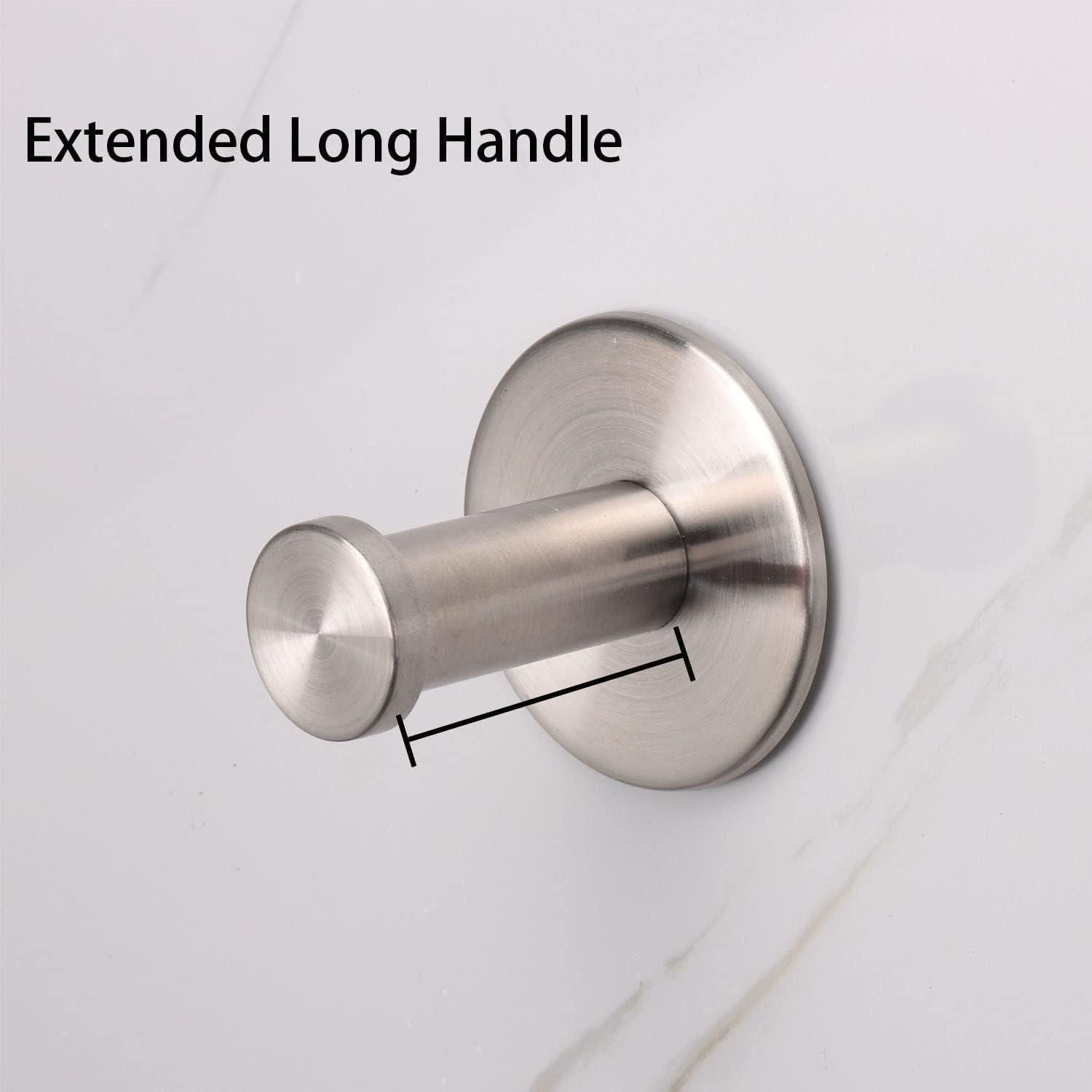 Brushed Stainless Steel Round Wall Hooks, 6 Pack