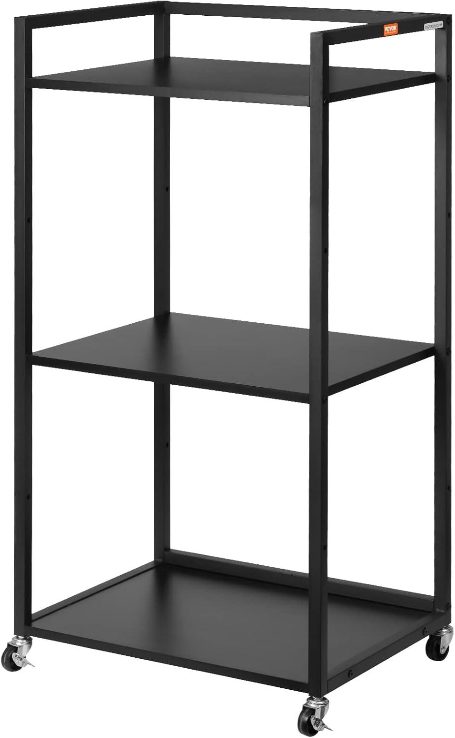 Black Adjustable 3-Tier Printer Stand with Storage Shelves