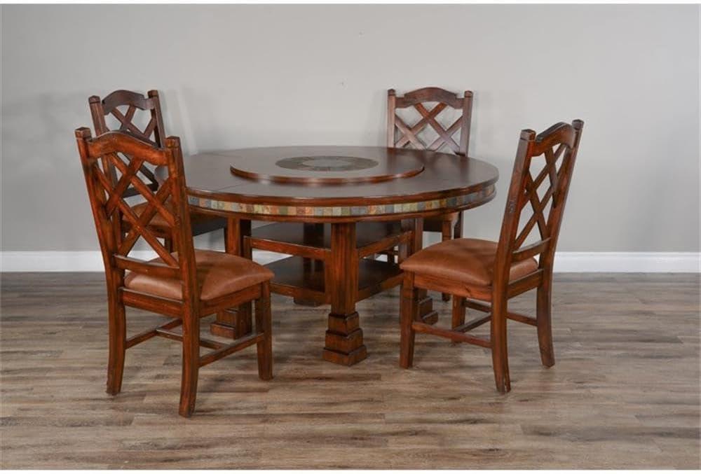 Sunny Designs Santa Fe 60" Round Dining Table with Lazy Susan