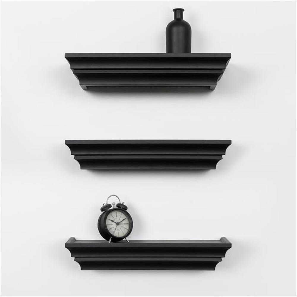 kieragrace KG Contemporary  Madison Wall Shelves Set of 3 Black Engineered Wood