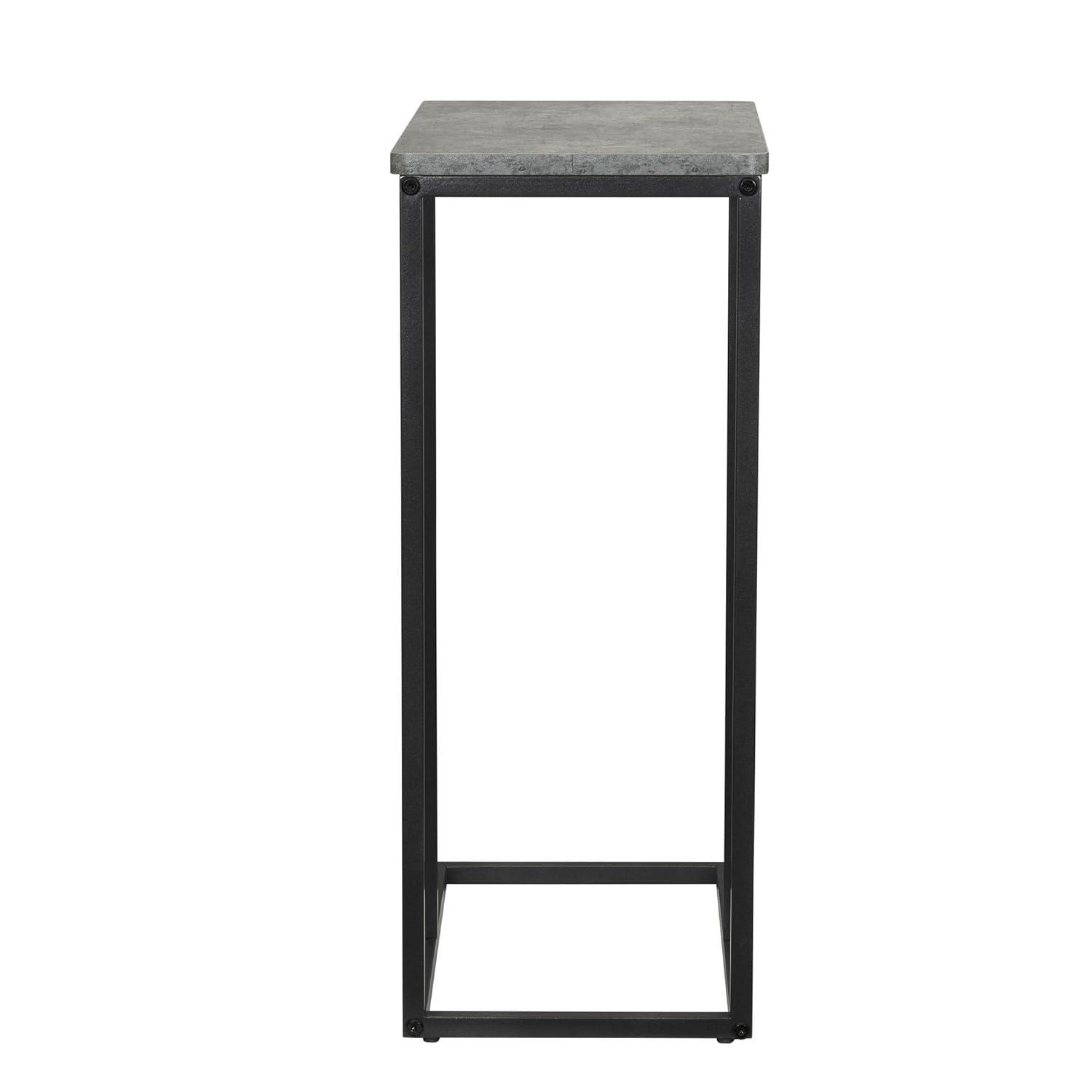 Household Essentials Jamestown C-Shaped End Table Slate Gray: Iron Frame, Particle Board Top, Assembly Required