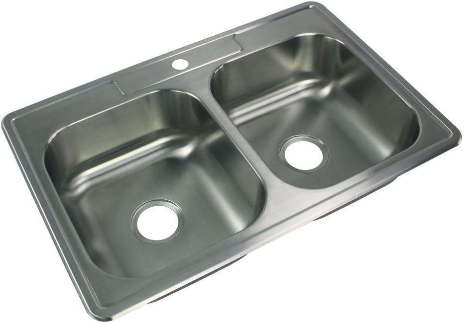 33'' L Drop-In Double Bowl Stainless Steel Kitchen Sink