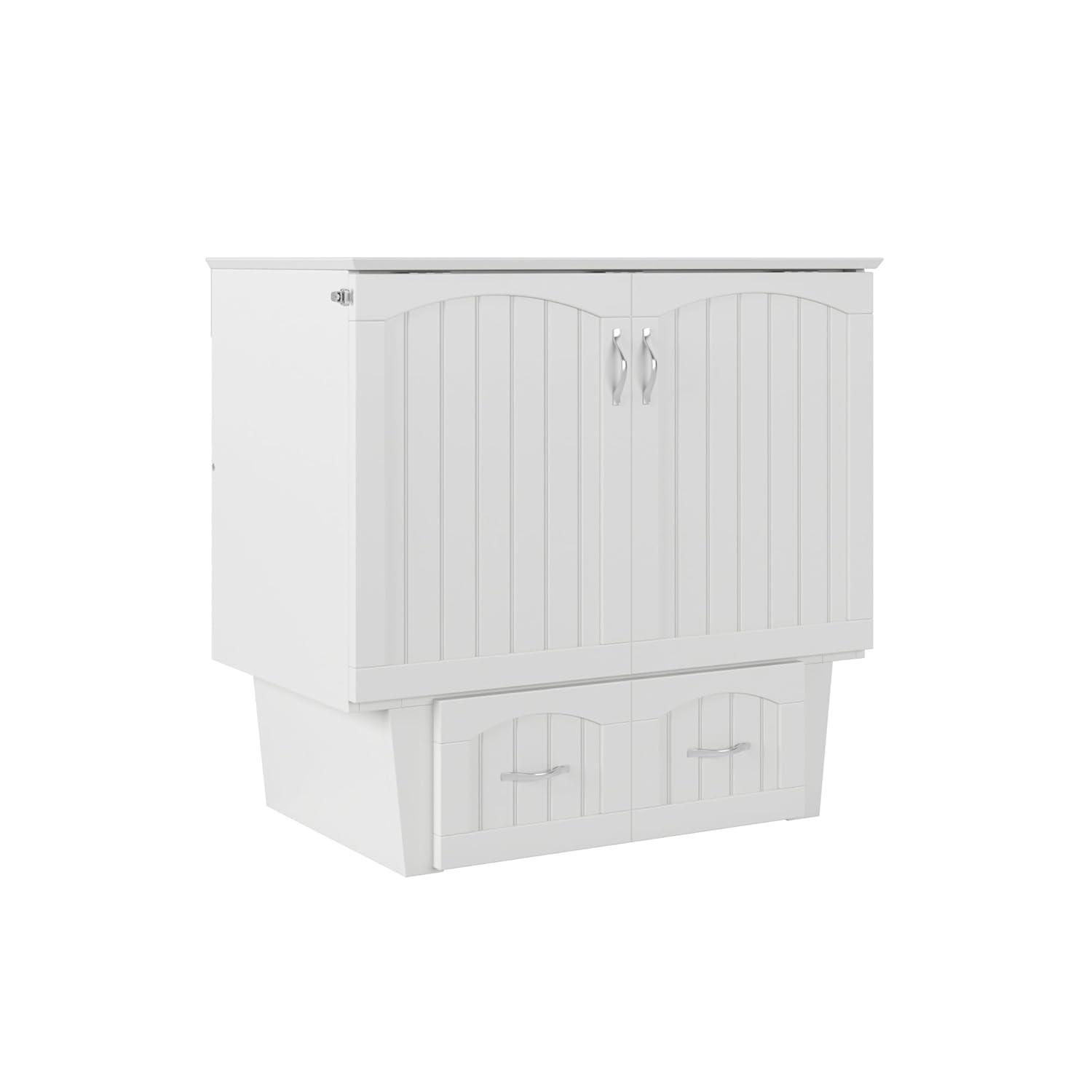 Nantucket Murphy Bed Chest Twin in White with Charging Station & Coolsoft Mattress