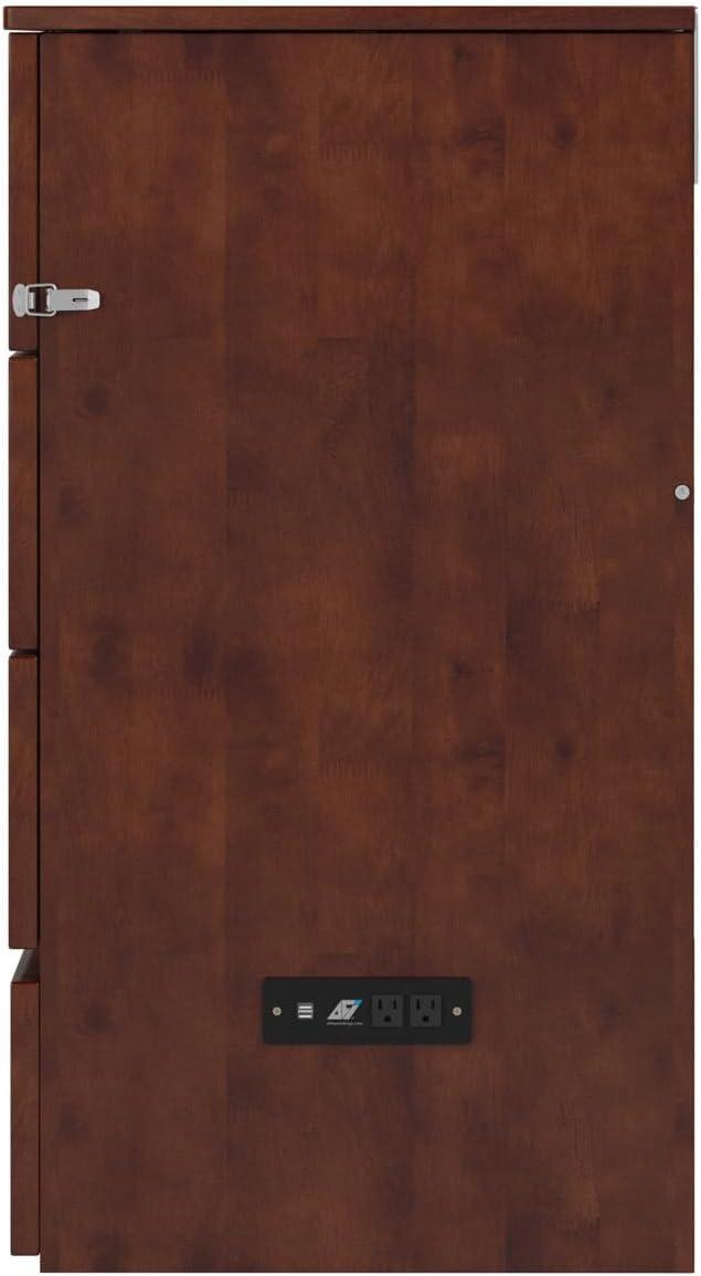 Queen Northfield Murphy Bed Chest Walnut - AFI: Hardwood Frame, Built-In USB Ports & Storage Drawer