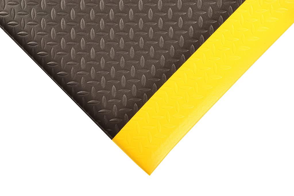 Black 5ft Closed Cell PVC Foam Antifatigue Mat with Diamond Plate Pattern