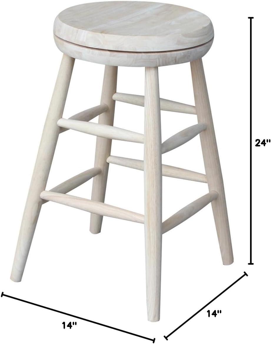 International Concepts Jonathan Swivel Scooped Seat 24" Counter Height Barstool - Unfinished: Rubberwood Frame, No Assembly Required