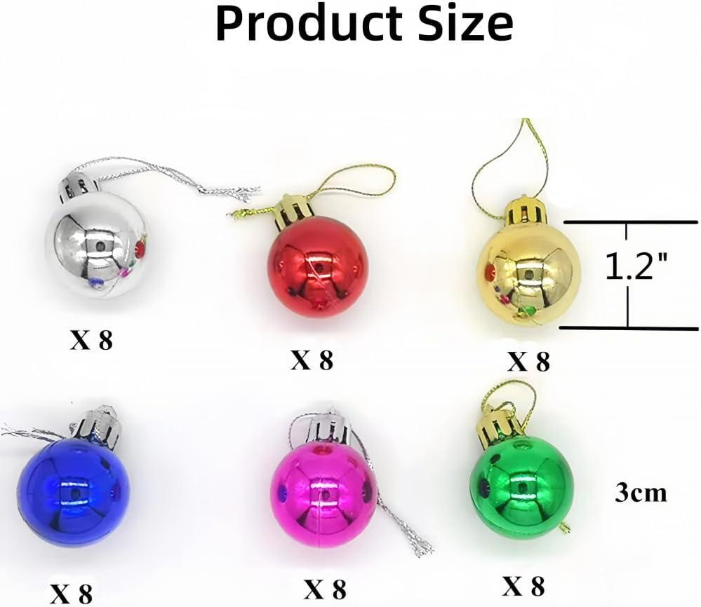 24 Pack Christmas Balls Ornaments Mini Shatterproof Ball for Christmas Tree Decorations 1.2 Inch (Multicolor)