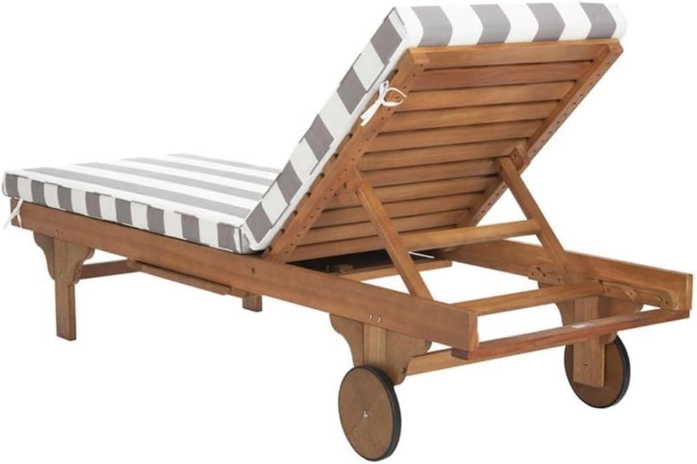 Newport Lounge Chair - Outdoor - PAT7022 - Natural/Grey Striped -Safavieh