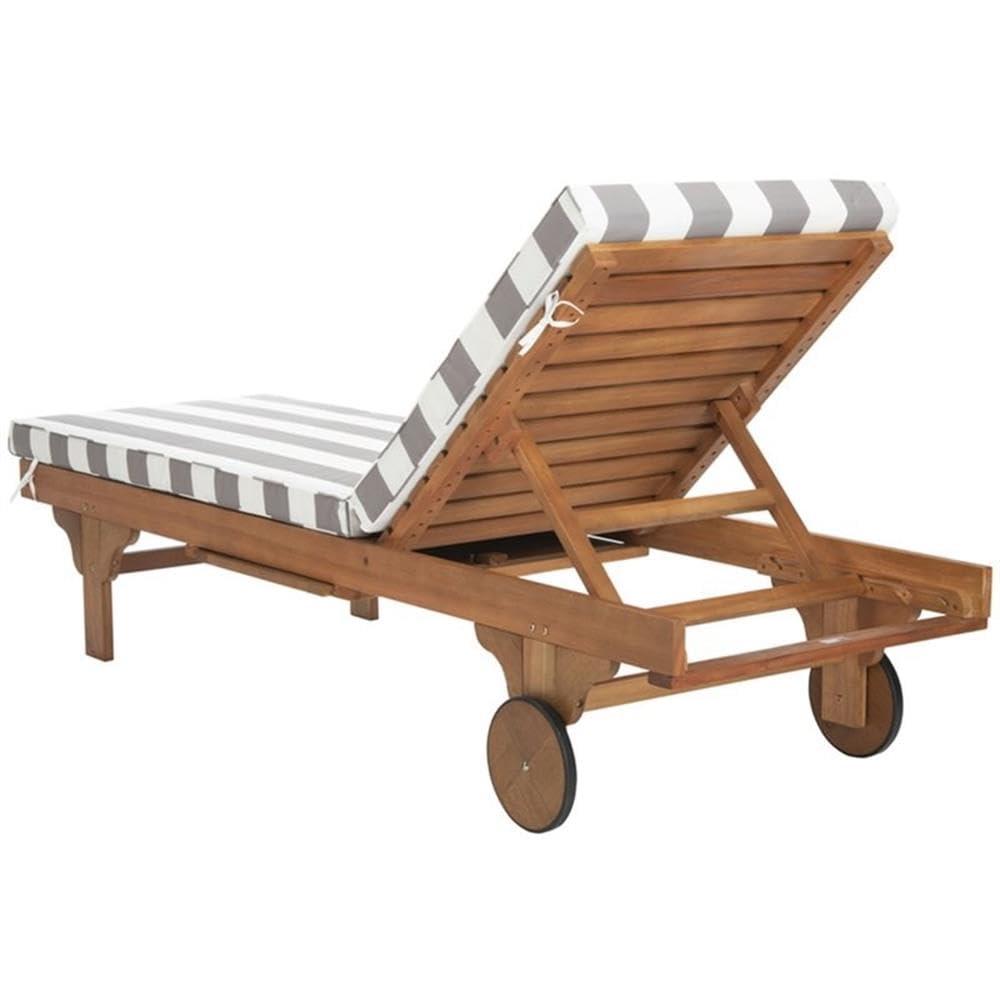 Newport Lounge Chair - Outdoor - PAT7022 - Natural/Grey Striped -Safavieh