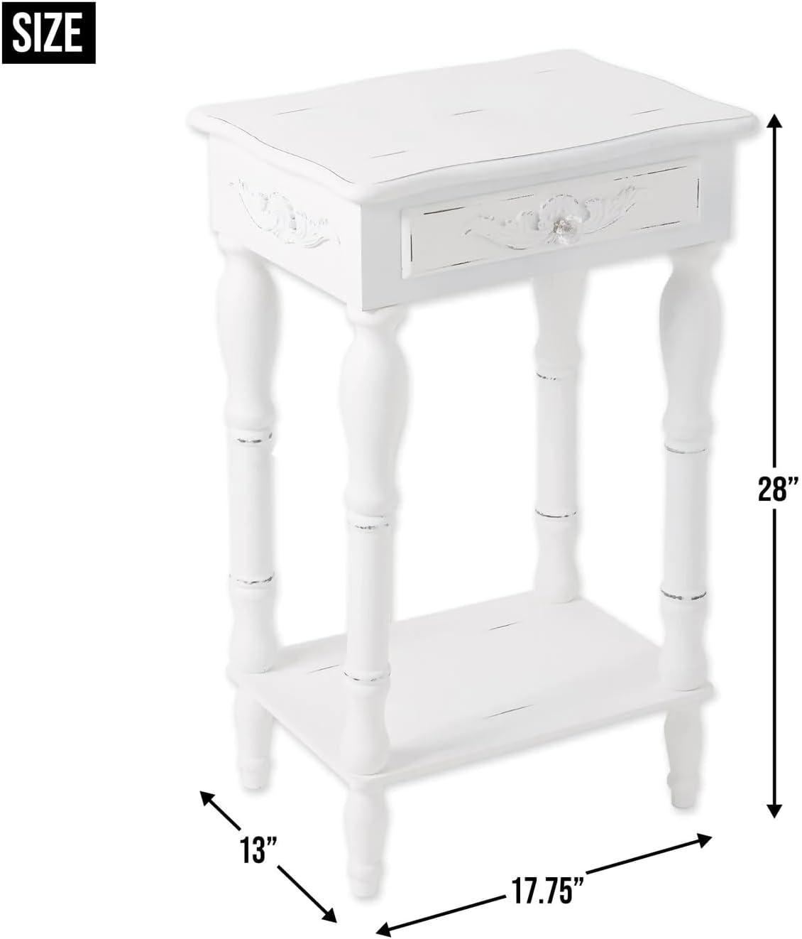 CintBllTer 34353 Carved White Side Table, Multicolor