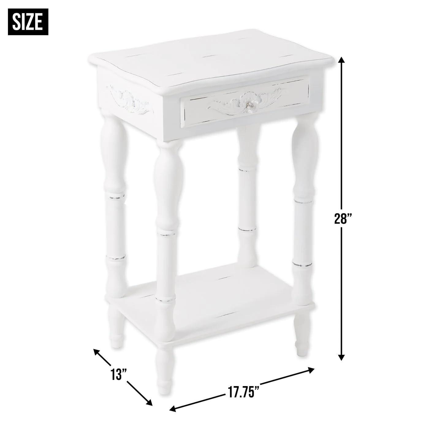 CintBllTer 34353 Carved White Side Table, Multicolor