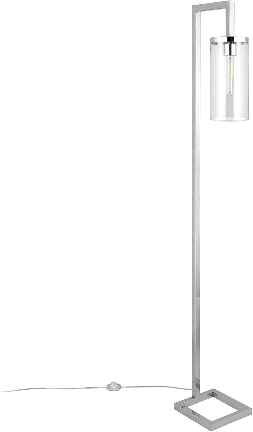 Evelyn&Zoe Modern Metal Floor Lamp with Clear Glass Shade