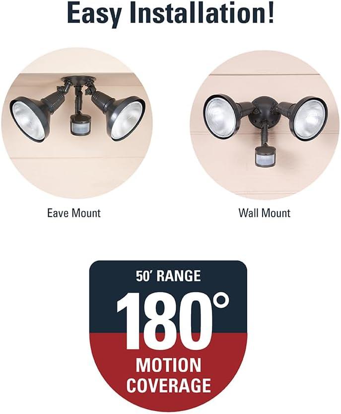 Bronze Motion-Sensing Dual Bulb Outdoor Floodlight