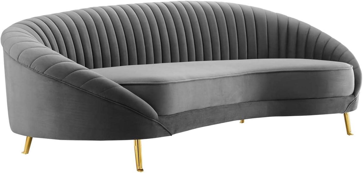 Ergode Camber Channel Tufted Performance Velvet Sofa - Gray