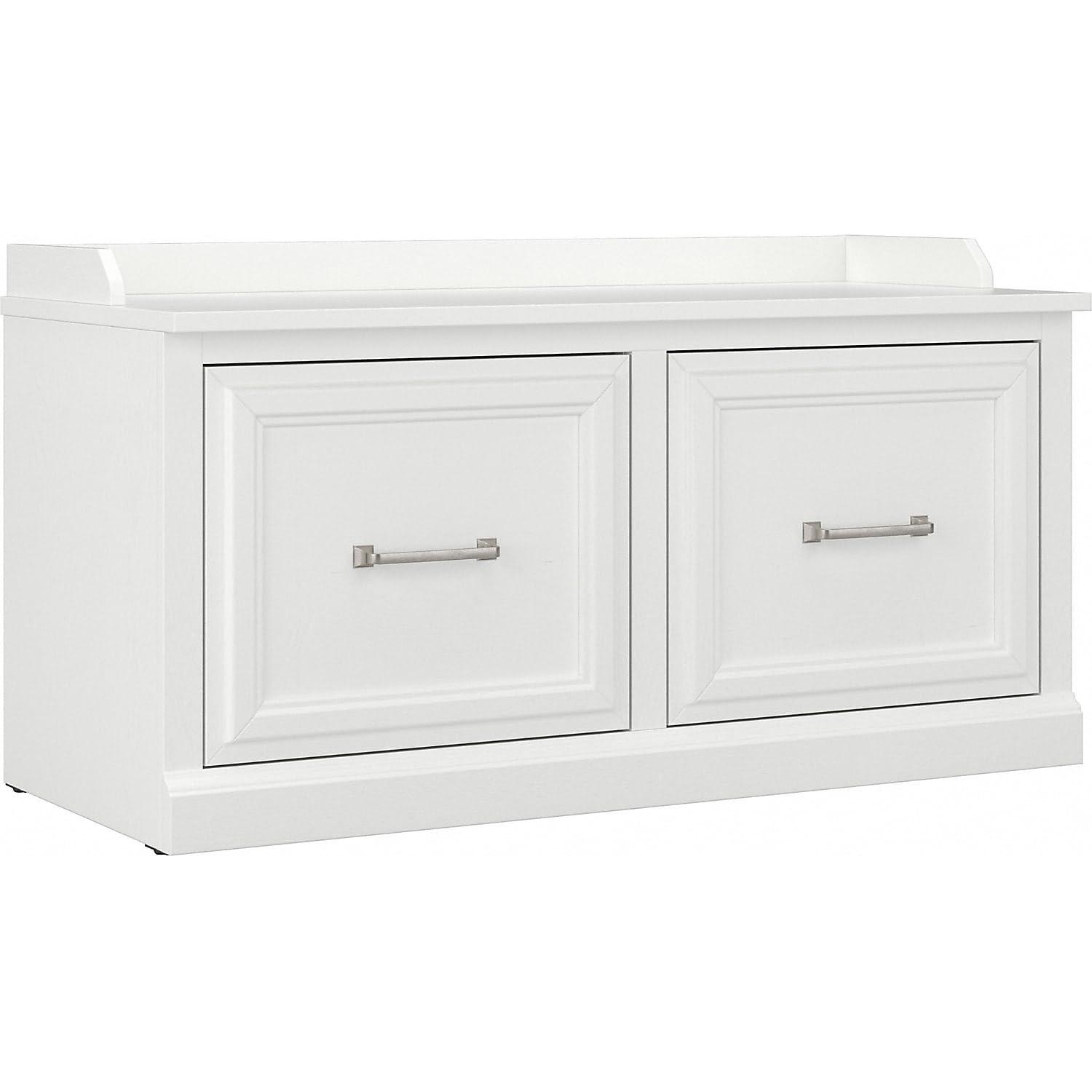 Woodland 40W Shoe Storage Bench with Doors in White Ash - Engineered Wood